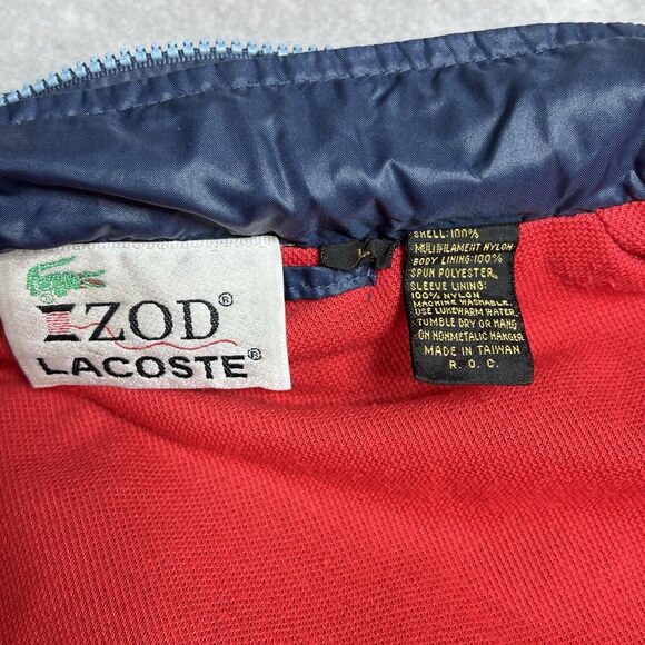 Vintage Izod Lacoste Windbreaker Mens Size Large Blue Full Zip Jacket Hooded - Picture 11 of 13